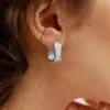 Wholesale Copper Zircon U Shape Shiny Hoop Earrings For Women'S