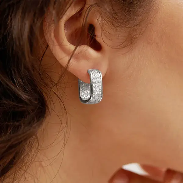 Wholesale Copper Zircon U Shape Shiny Hoop Earrings For Women'S