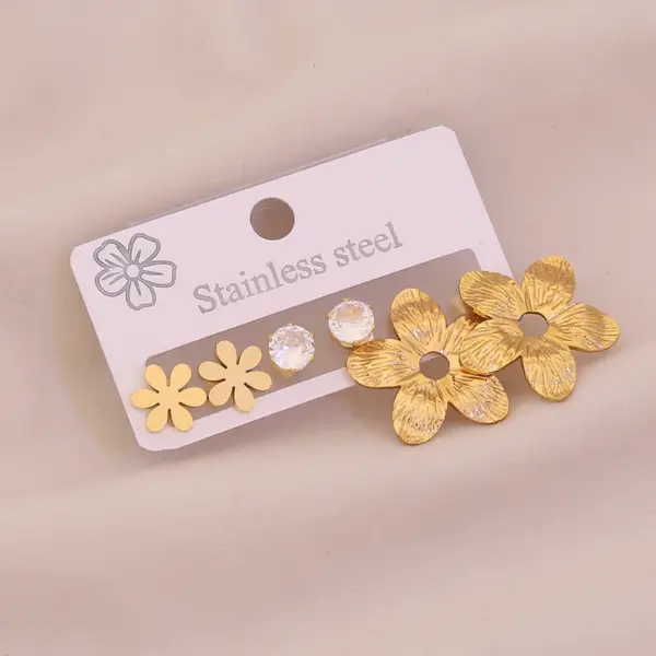 Wholesale Butterfly Flower Stainless Steel Earrings Rhinestone Heart Shaped Jewelry Elegant Cute Romantic Polished Finish For Women