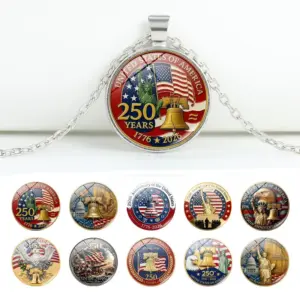 Wholesale American Flag Necklace In Simple Style Featuring Electroplated Bronze Alloy Pendant For Unisex