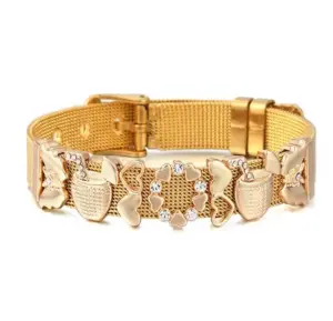 Wholesale 201 Stainless Steel Heart Shape Simple Style Bracelets