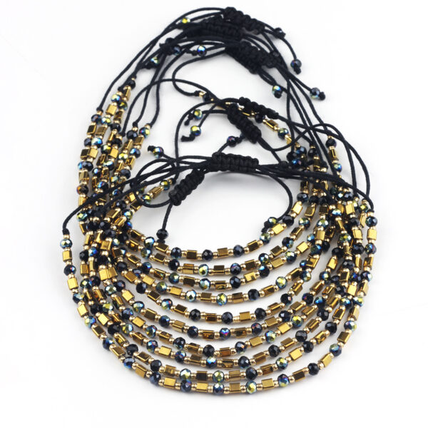 oly-09861334cf6a1b1f97bc0ec0082237fd Wholesale Hand-woven Simple Geometric Crystal Bracelet Hand Beaded Children's All-match Golden Super Flash DIY Hand Rope