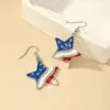 Wholesale Jewelry Ig Style Retro Commute Pentagram Heart Shape American Flag Alloy Artificial Gemstones Plating Inlay Drop Earrings