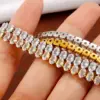 Wholesale Adjustable French Style Full Drill 5mm Oval Zircon Single Row Women's Bracelet Elegant Travel Jewelry Stainless Steel 18K Gold Plated
