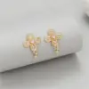 Wholesale Sector Stud Earrings For Women Featuring 925 Sterling Silver Posts With 14K Real Gold Plated Copper And Zircon Inlay