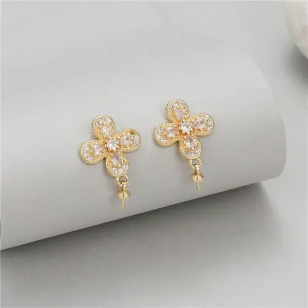 Wholesale Sector Stud Earrings For Women Featuring 925 Sterling Silver Posts With 14K Real Gold Plated Copper And Zircon Inlay