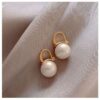 Wholesale Simple Style Round Alloy Inlay Pearl Women's Earrings