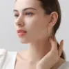 Wholesale C Shape Hoop Earrings For Women With Bezel Setting, Electroplated Copper And Zircon Inlay, Featuring 925 Sterling Silver Posts