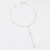 Wholesale PVD Coated Real Gold Plated Pearl 304 Stainless Steel IG Style Elegant Lady Waterproof Non Tarnish 304 Stainless Steel Lobster Trigger Clasp Closure Y-Necklace