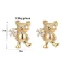 Wholesale Little Bear Stud Earrings For Women With 925 Sterling Silver Posts, Copper Base, And Zircon Inlay Featuring Electroplated Gold Plating
