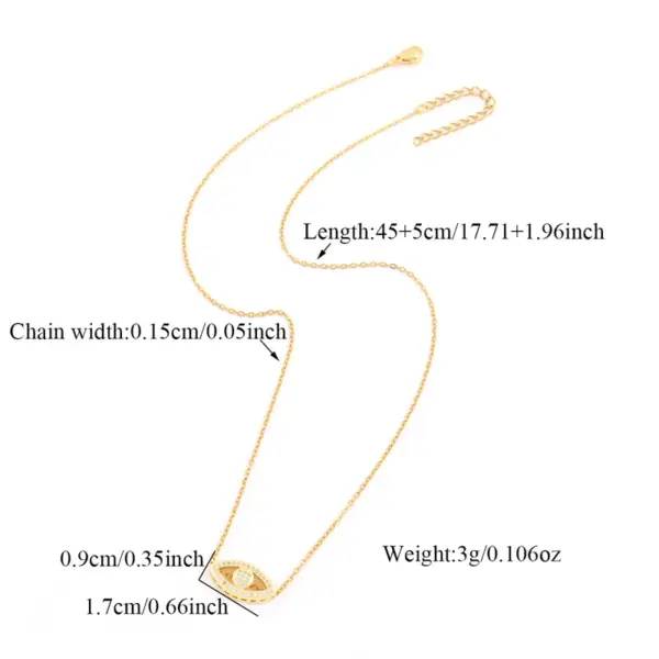 Wholesale Minimalist Classic Style Eye Plated 18K Real Gold Zircon 201 Stainless Steel Copper Cable Chain Cross Chain Lobster Clasp Women's Necklace