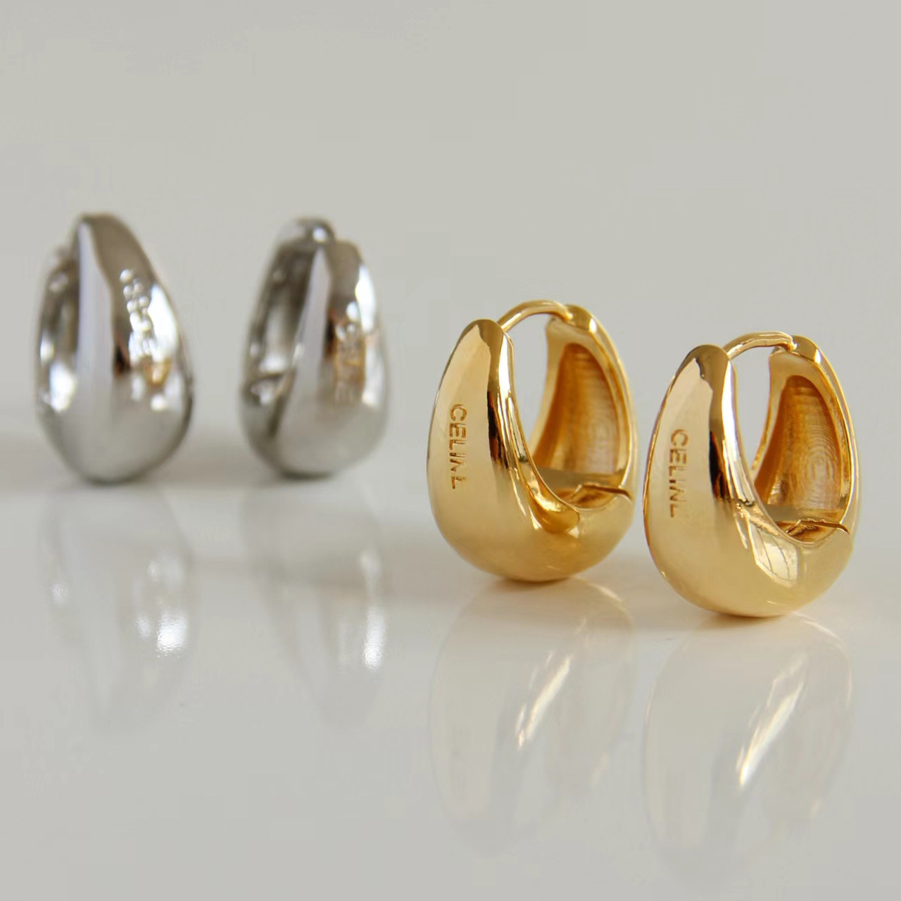 Wholesale French Retro Celi Metal Brass Gold-Plated Earrings European and American Cross-Border Cold Style High-Quality Earrings Jewelry