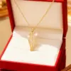 Wholesale 1 Piece Vintage Leaf Hollow Water Drop Plated Imitation Gold Zircon 304 Stainless Steel Winter Christmas Necklace Pendant