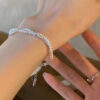 oly-09f2af673674eccb2914765afc534cc8 Wholesale Korean-style Fashion Niche Heavy Industry Pearl Silver Beaded Bracelet Women's Light Luxury Exquisite All-match Bracelet for Girlfriends