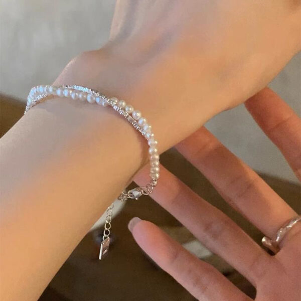 oly-09f2af673674eccb2914765afc534cc8 Wholesale Korean-style Fashion Niche Heavy Industry Pearl Silver Beaded Bracelet Women's Light Luxury Exquisite All-match Bracelet for Girlfriends