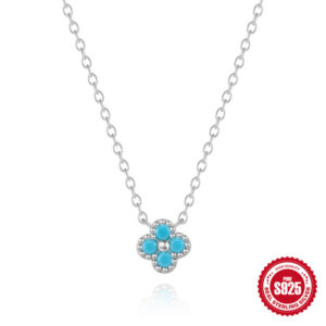 White gold necklace-turquoise / 925 Silver