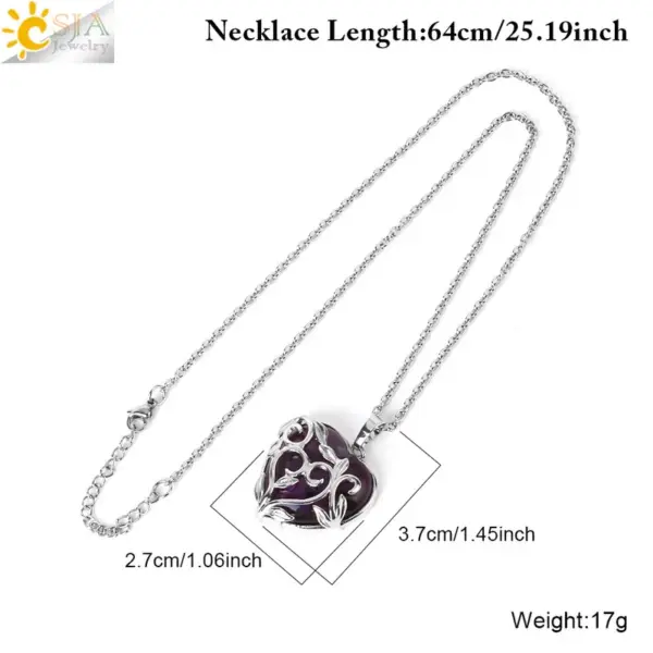 Wholesale Natural Crystal Heart Pendant Hollow Design Women's Necklace Elegant Simple Style Geometric Pattern 201 Stainless Steel Natural Stone Copper Jewelry Accessories