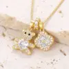 Wholesale Heart Shape Pendant Necklace In Copper With 18K Real Gold Plating And Zircon Inlay, Featuring A Sweet Style Box Chain