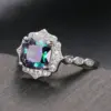 Wholesale Geometric Claw Setting Rings For Women In Copper With White K Water Plating And Zircon Inlay