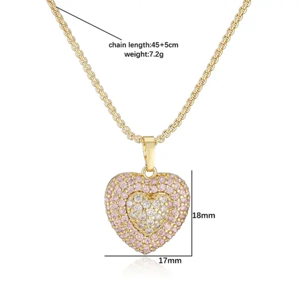 Wholesale Heart Shape Jewelry Set For Women With Zircon Inlay, 18K Real Gold Plated Copper, Water Plating And Twisted Rope Chain