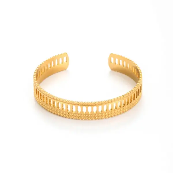 Wholesale New Wide Version Stainless Steel Bracelet Adjustable Size Leaves Titanium Steel Hollow-out Elegant Elegant Bracelet