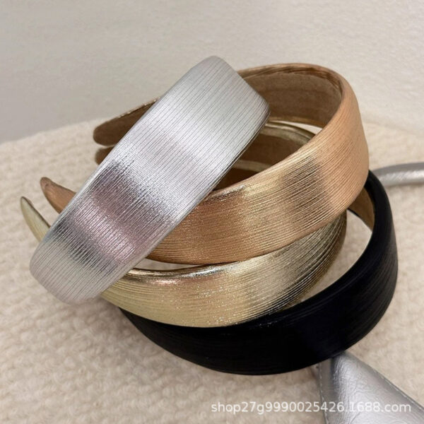 oly-0a488c24f4a884489bbdf3f73e04b0fd Wholesale metal color widened thickened high Skull top headband hair accessories simple fashion solid color headband