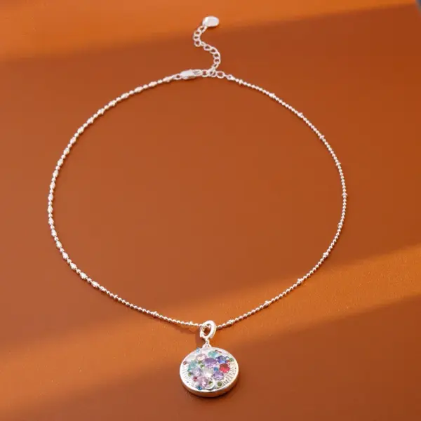 Wholesale Fashionable Luxury Colorful Zircon Universal Buckle Pendant Clay Necklace High-End Sensation Accessory Clavicle Chain Neck Chain