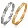 Wholesale Waterproof Non Tarnish Titanium Steel Shell Bangle For Women In Steel Color With Real Gold Plated And Rhinestones Inlay