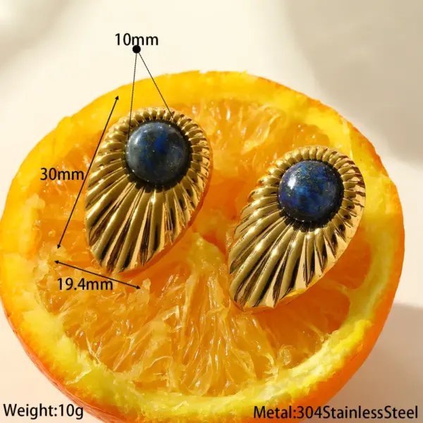 oly-0a60e0e39742410c37c2199b712a0bb7 Wholesale 18K Gold Plated 304 Stainless Steel Vacuum Electroplating (In Furnace) Natural Stone Geometric Handmade Butterfly Ear Caps Earrings For Women Independence Day
