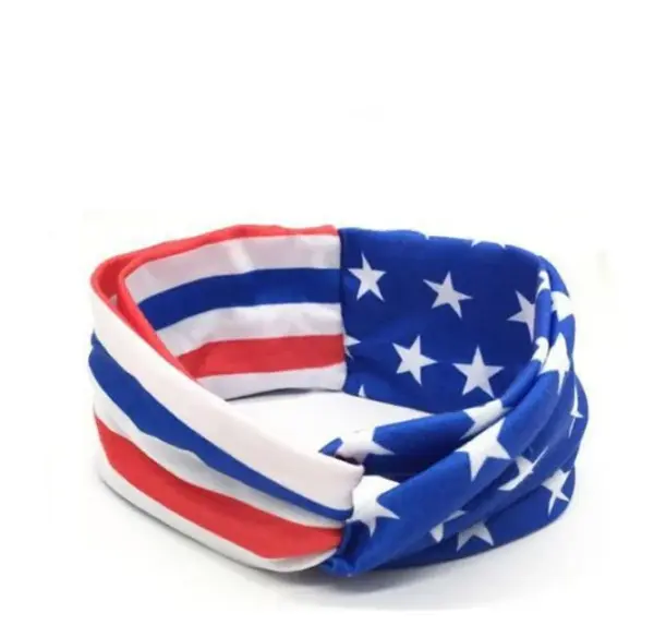 oly-0a690e164bf018eca8abc50d4cd578a8 Wholesale American Flag Independence Day Hair Band Men's Sports Elastic Headband Women's Fashion Crossover Wide Headband Sweat Absorbing Hair Accessories