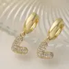 Wholesale Fashionable Luxury Heart Shaped Earrings Women's INS Unique High End Copper Plated 18K Gold Zirconia Studs For Daily Use And Selfie