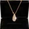 Wholesale 1 Piece Vintage Leaf Hollow Water Drop Plated Imitation Gold Zircon 304 Stainless Steel Winter Christmas Necklace Pendant