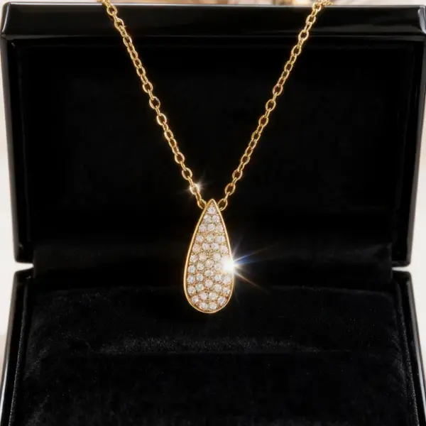 Wholesale 1 Piece Vintage Leaf Hollow Water Drop Plated Imitation Gold Zircon 304 Stainless Steel Winter Christmas Necklace Pendant