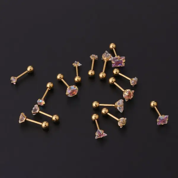 Wholesale 316L Stainless Steel Ear Cartilage Rings & Studs Geometric Waterproof Non Tarnish Surgical Steel