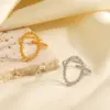 Wholesale Ion Plating (IP) 18K Gold Plated Oval 304 Stainless Steel IG Style Waterproof Non Tarnish Open Rings