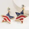 Wholesale 1 Pair Casual Elegant Classic Style Pentagram American Flag Leopard Inlay Alloy Rhinestones Drop Earrings
