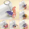 Wholesale 1 Piece Retro American Flag Eagle Wood Unisex Keychain