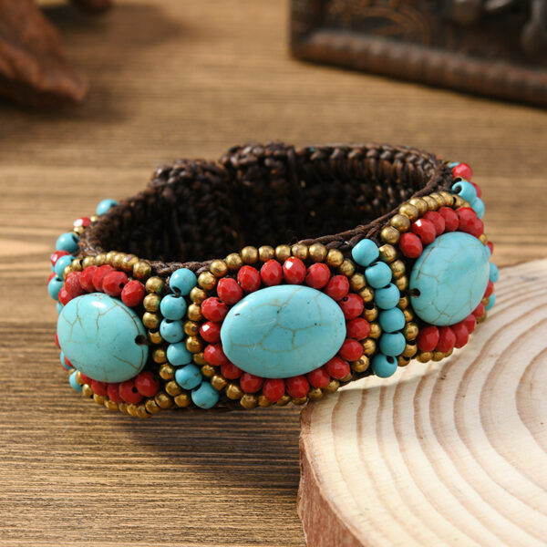 oly-0ad784cb207b4003cae937f2d1539252 Wholesale Heavy Woven Ethnic Style Natural Stone Bracelet Bohemian Retro Exoticism Women's Personalized Xizang Bracelet Accessories