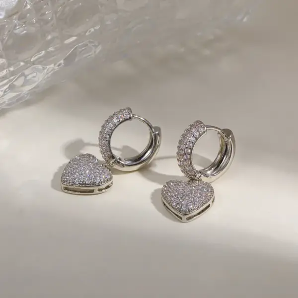 Wholesale 1 Pair Simple Style Commute Heart Shape Plating Inlay Copper Zircon 18k Gold Plated Drop Earrings
