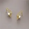 Wholesale Irregular Stud Earrings For Women Featuring Copper Material With Electroplated Gold And Artificial Pearl Inlay