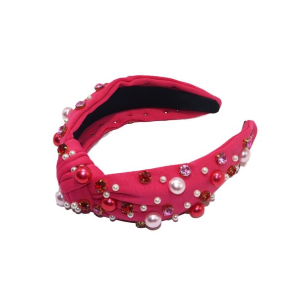 Wholesale Valentine's Day Pearl Rhinestone Hoop Light Luxury Kink Fabric High Cranial Top Hair Hoop Face Wash Out Headwear