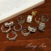 Wholesale Brati vintage court style copper Italian brushed ring with diamond-encrusted four-leaf clover design