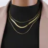 Wholesale Titanium Steel Hip-Hop Solid Color Plating Layered Necklaces