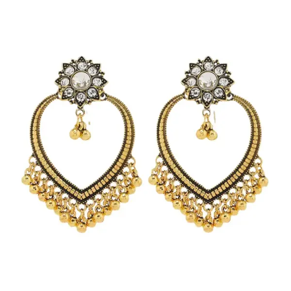 Wholesale Bohemian Retro Ethnic Style Women's Oversized Bell Pendant Earrings Geometric Pattern Zinc Alloy Circle And Oval Craft