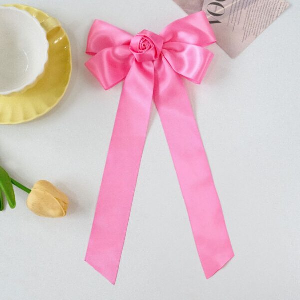 oly-0af8cd8b908572fc88b54e7cadd4270e Wholesale Solid Color Polyester Ribbon Bow Hairpin Valentine's Day Handmade Rose Sweet Ribbon Fabric Duckbill Clip