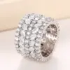 Wholesale Geometric Claw Setting Ring For Women In Copper With White K Water Plating And Zircon Inlay