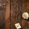 Wholesale Classic Style Square Necklace For Women In 304 Stainless Steel With 18K Real Gold Plated Handmade Chain, Perfect For Independence Day