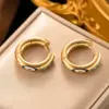 Wholesale PVD Coated Real Gold Plated 18K Gold Devil'S Eye 304 Stainless Steel Modern Style Waterproof Non Tarnish Hoop Earrings