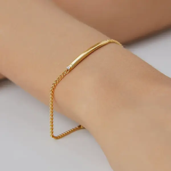 Wholesale Handmade Geometric Bracelets For Women In Copper With 18K Real Gold Electroplated And Rhinestone Inlay