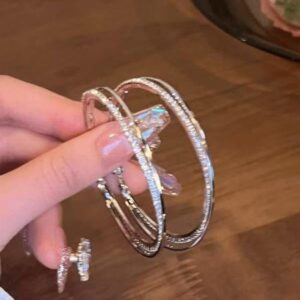 E6910 silver-super flash double layer large hoop earrings